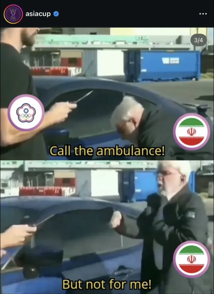 FIBA官方發迷因嘲諷中華隊，圖中文案：「叫救護車，但不是幫我」