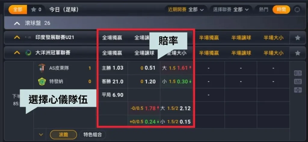 熊貓體育賠率、隊伍選擇